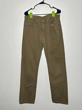 Levi's 505 Regular Fit Straight Leg Khaki Tan Brown Denim Jeans  Size 33 x 34